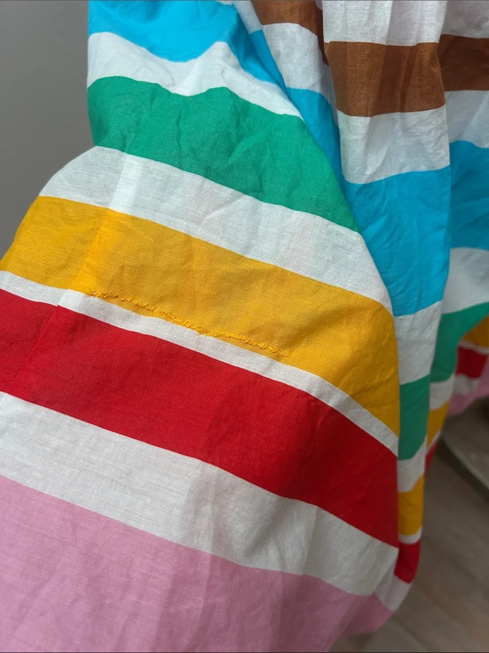 Cotton Colorful Striped Button-Up Tie-Waist Maxi Dress size 8
